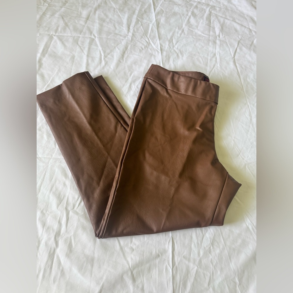 ira y larry Brown Faux Leather Leggings